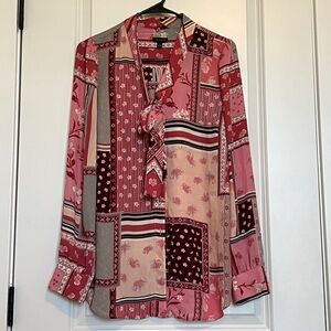 Talbots Pink and Red Patchwork Blouse